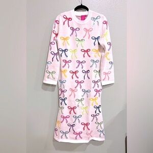 New QOS White Rainbow Bow Knit Maxi Dress